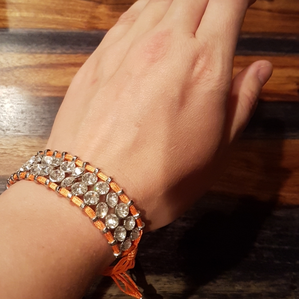 ORANGE CRYSTAL ROPE BRACELET